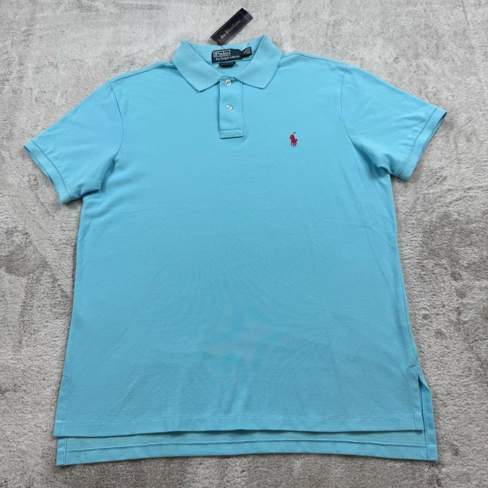 SOLD Polo Ralph Lauren custom fit mesh polo shirt men’s size Large fall ocean